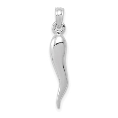 14k White Gold Solid Polished Finish Medium Size 3-Dimensional Italian Horn Charm Pendant at $ 147.83 only from Jewelryshopping.com
