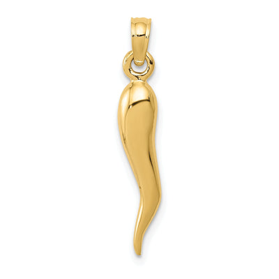 14k Yellow Gold Solid Polished Finish Medium Size 3-Dimensional Italian Horn Charm Pendant at $ 144.36 only from Jewelryshopping.com