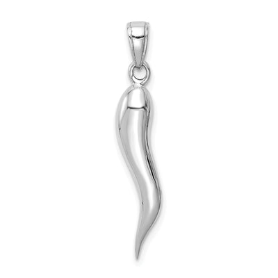 14k White Gold Solid Polished Finish Large Size 3-Dimensional Italian Horn Charm Pendant at $ 302.77 only from Jewelryshopping.com