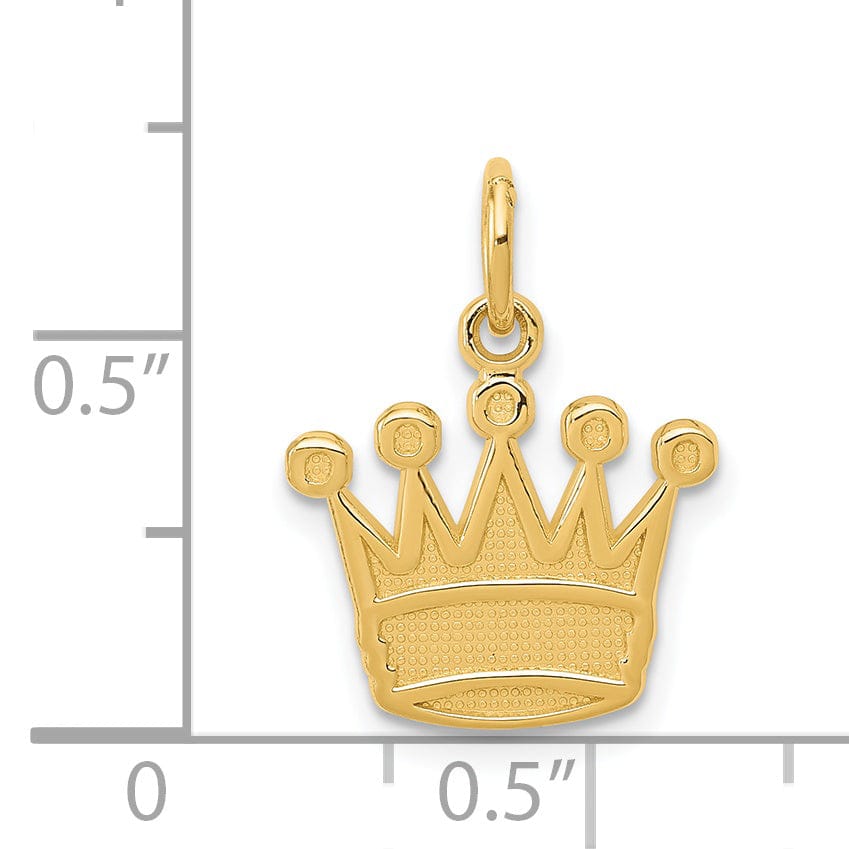 14k Yellow Gold Solid Polished Textured Finish Mens Kings Crown Design Charm Pendant