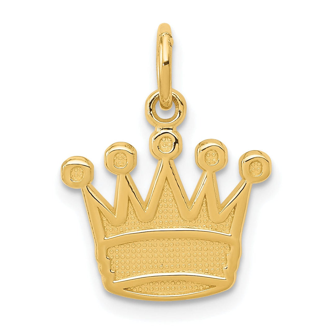 14k Yellow Gold Solid Polished Textured Finish Mens Kings Crown Design Charm Pendant
