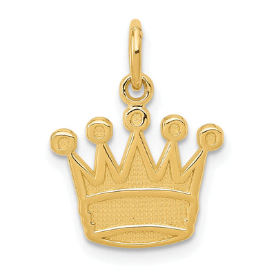 14k Yellow Gold Solid Polished Textured Finish Mens Kings Crown Design Charm Pendant at $ 76.82 only from Jewelryshopping.com