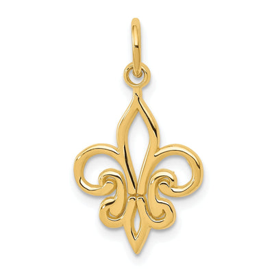14k Yellow Gold Textured Polished Finish Fleur De Lis Design Charm Pendant at $ 68.41 only from Jewelryshopping.com