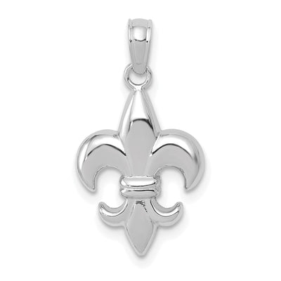 14k White Gold Solid Polished Finish Concave Shape Small Size Fleur-De-Lis Design Charm Pendant at $ 93.79 only from Jewelryshopping.com