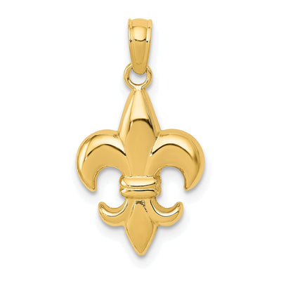 14k Yellow Gold Solid Polished Finish Concave Shape Small Size Fleur-De-Lis Design Charm Pendant at $ 92.07 only from Jewelryshopping.com