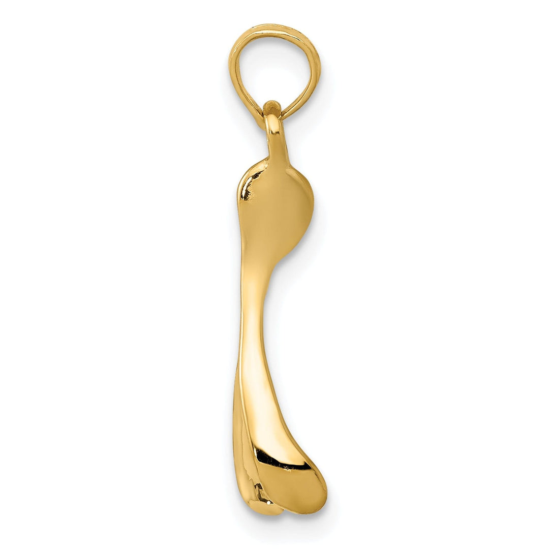 14k Yellow Gold Polished Finish Solid Wishbone Design Charm Pendant