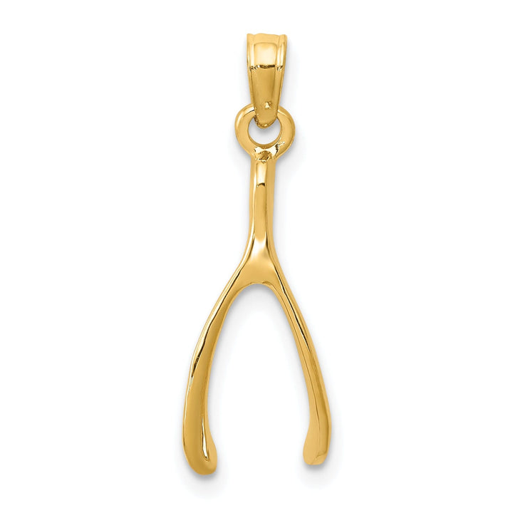 14k Yellow Gold Polished Finish Solid Wishbone Design Charm Pendant