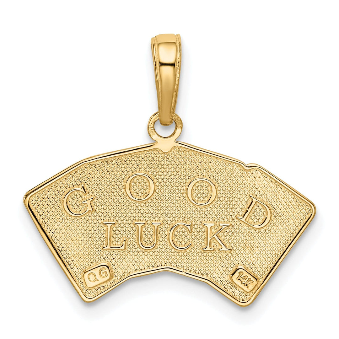 14k Yellow Gold Solid Polished Finish 4-Aces Playing Cards Charm Pendant