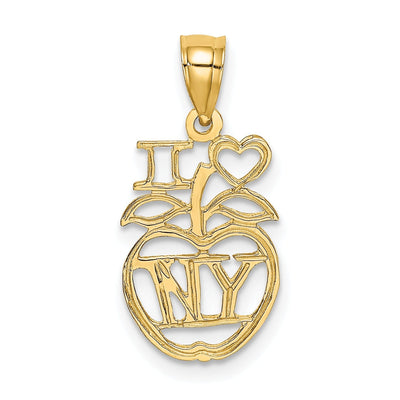 14K Yellow Gold Textured Polished Finish I HEART NY Apple Design Charm Pendant at $ 44.8 only from Jewelryshopping.com