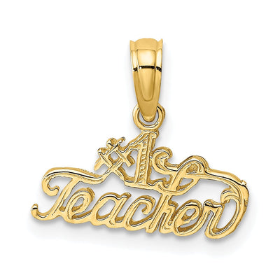 14k Yellow Gold Polished Textured Finish #1 TEACHER Charm Pendant at $ 48.03 only from Jewelryshopping.com
