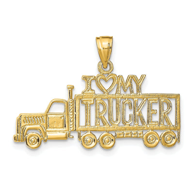 14k Yellow Gold I Love My Trucker Truck Pendant at $ 173.96 only from Jewelryshopping.com