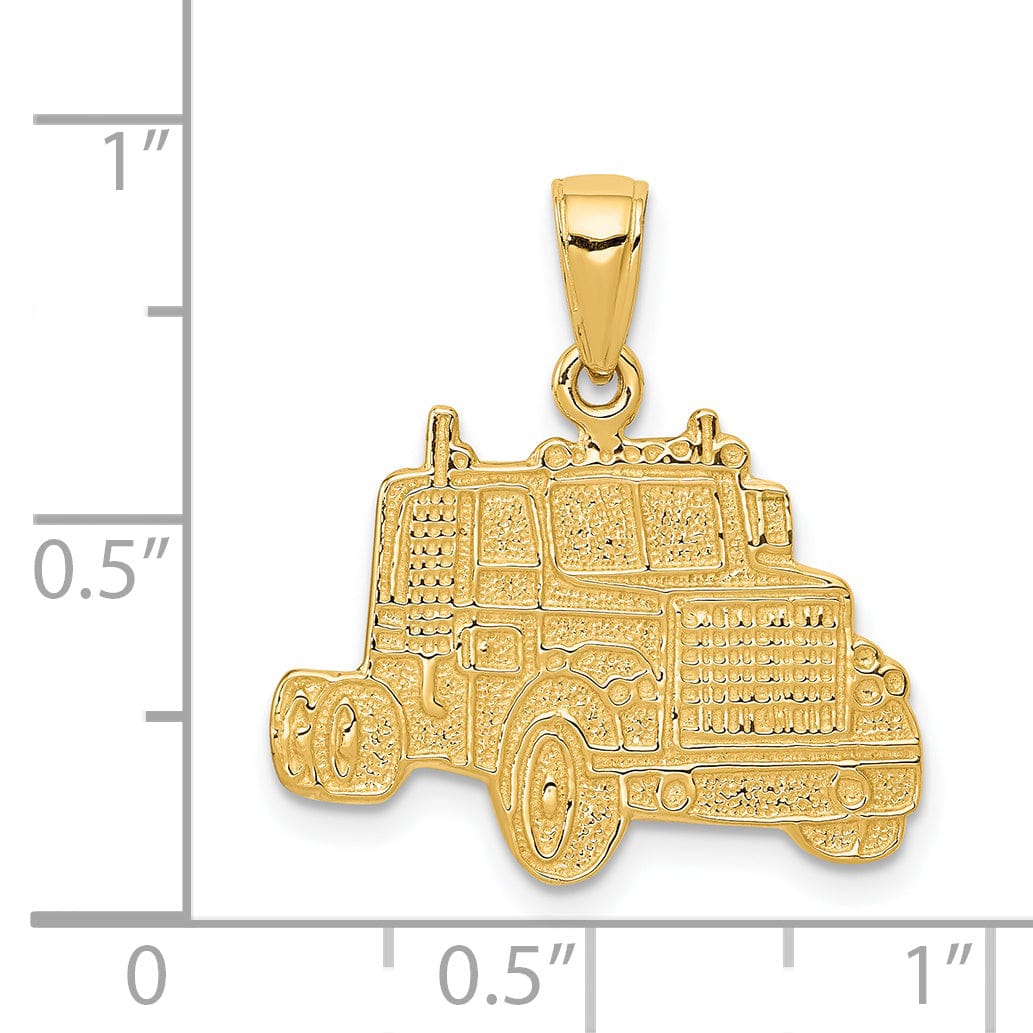 14k Yellow Gold Textured Truck Cab Pendant