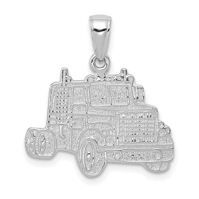 14K White Gold Polished Textured Finish Solid Semi Mack Truck Cab Charm Pendant at $ 191.13 only from Jewelryshopping.com