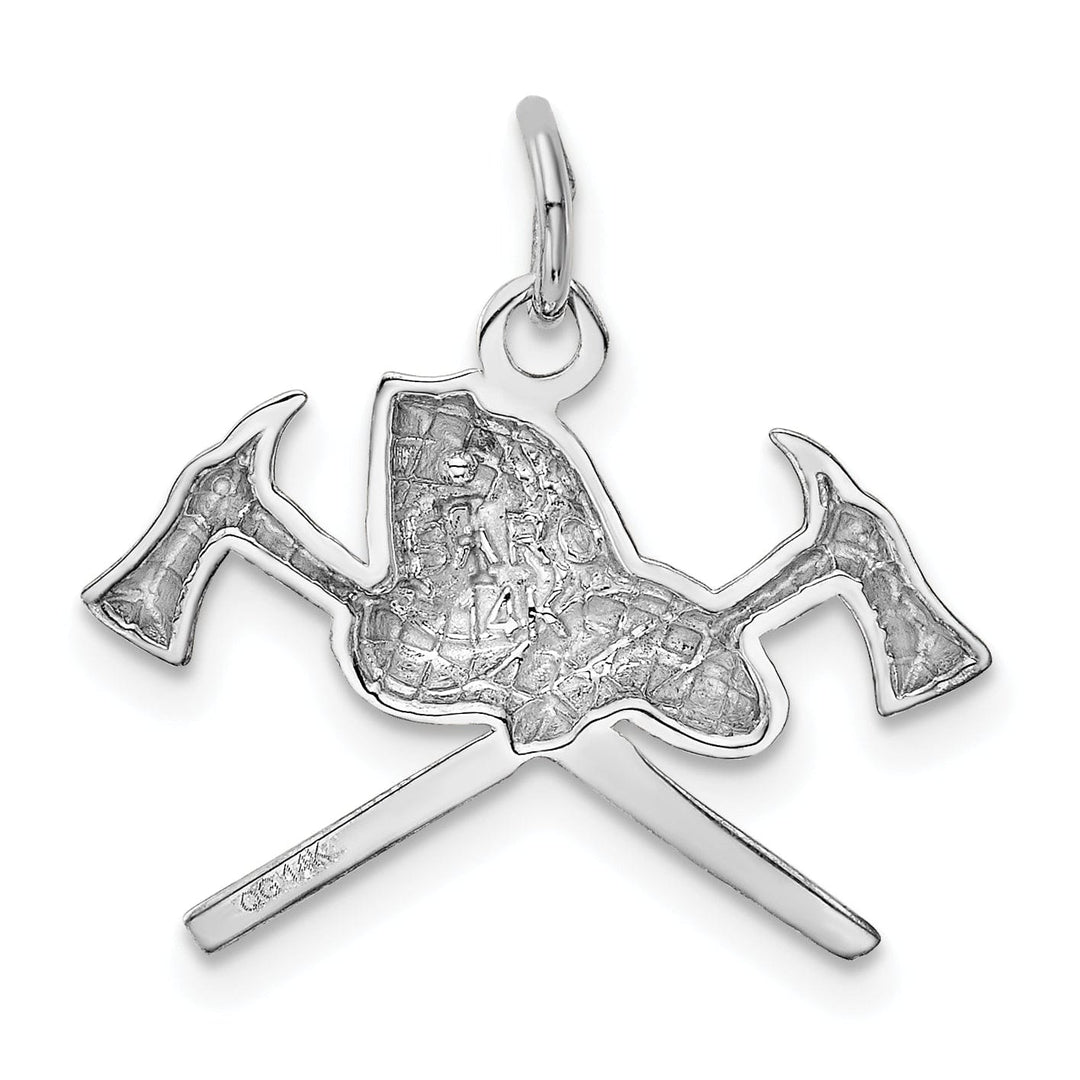 Solid 14k White Gold Fire Department Pendant