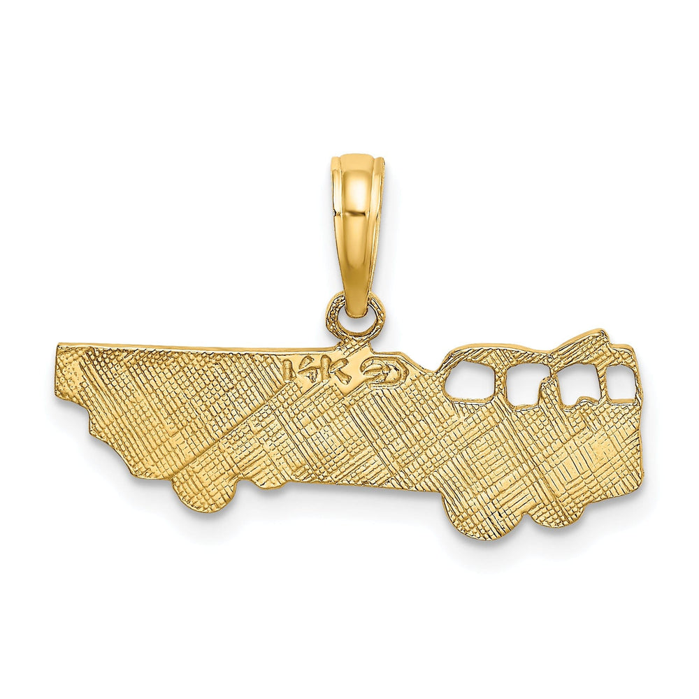 14k Yellow Gold Polished Textured Finish Ladder Fire Truck Charm Pendant