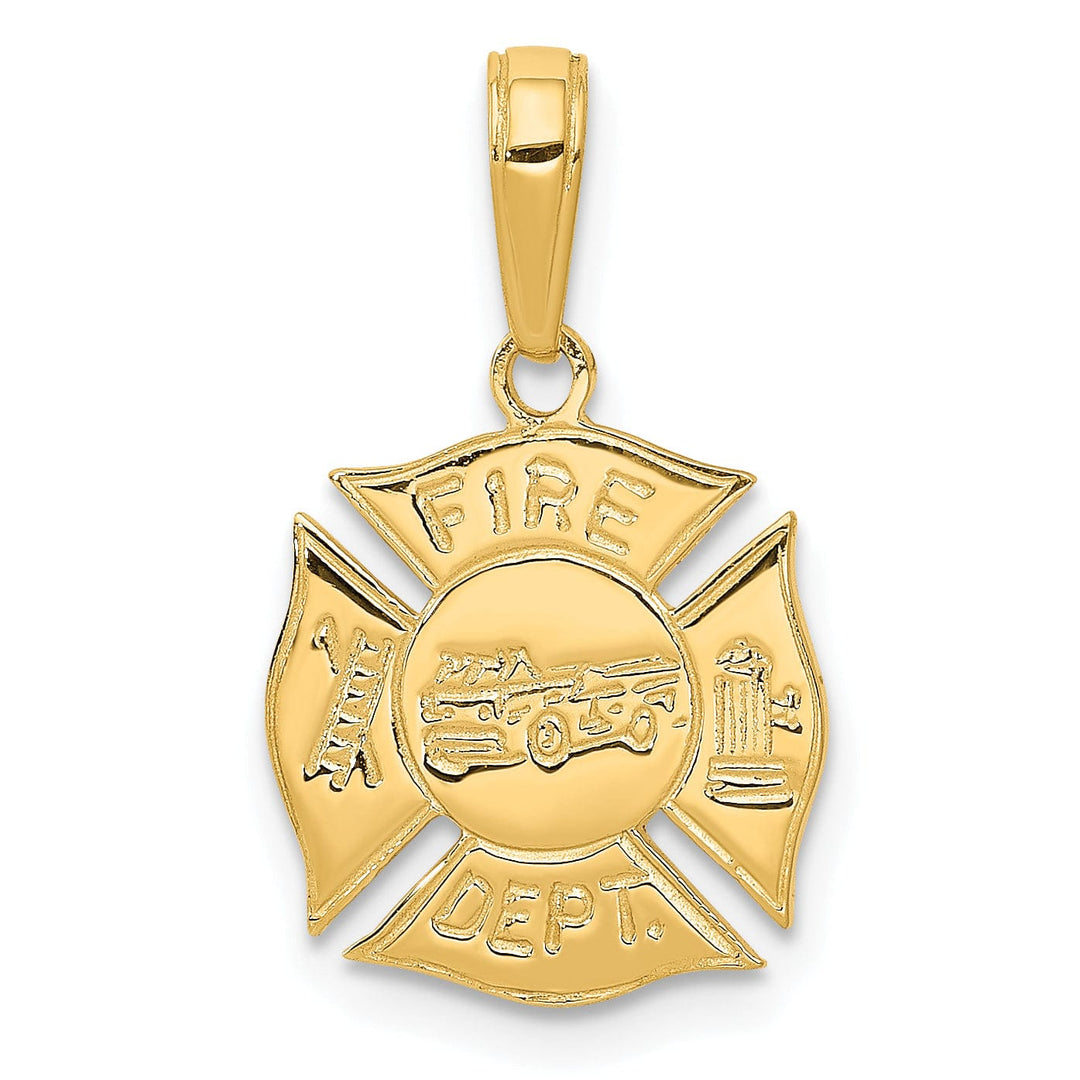 14k Yellow Gold Fire Dept Shield Charm Pendant