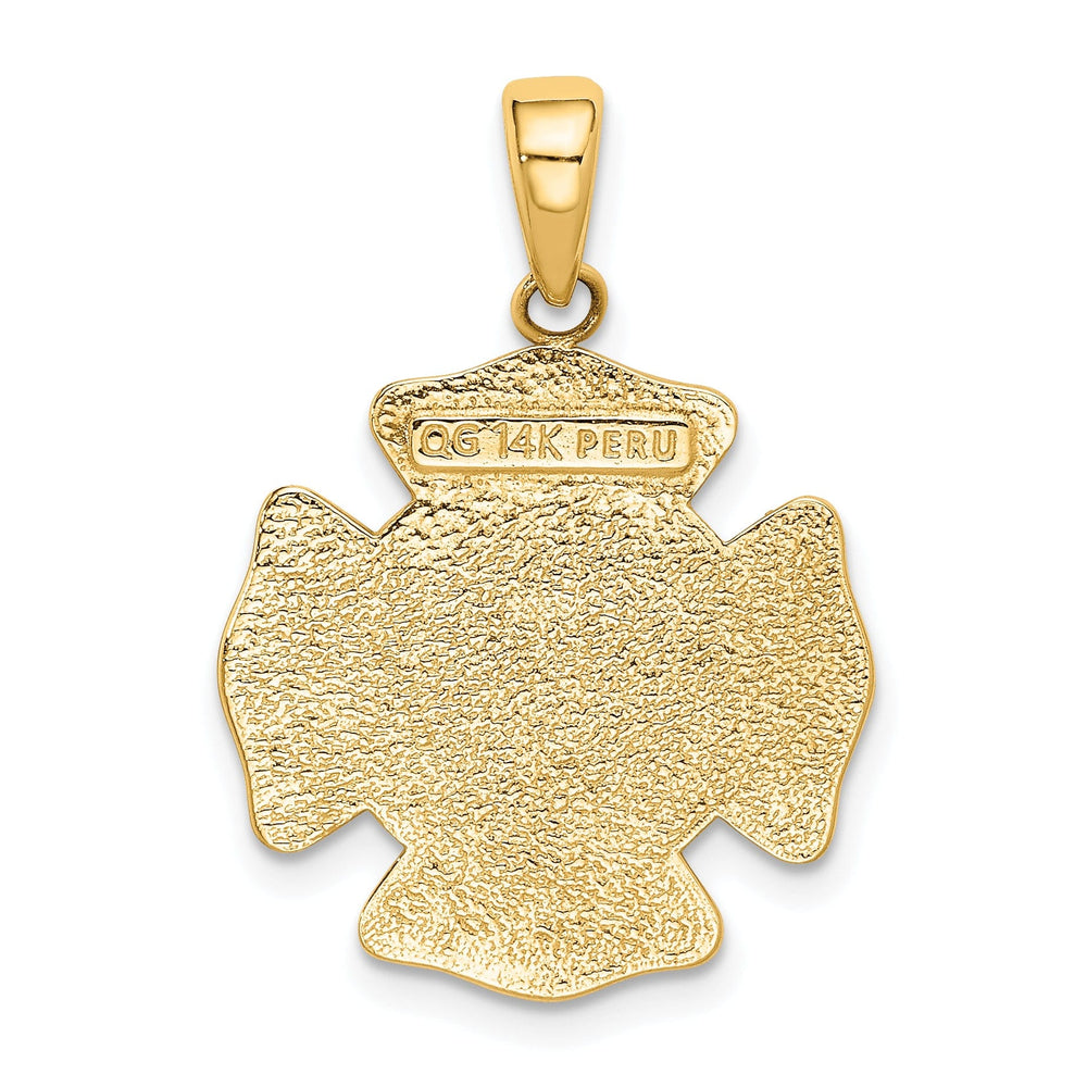 14k Yellow Gold Fire Department Badge Pendant