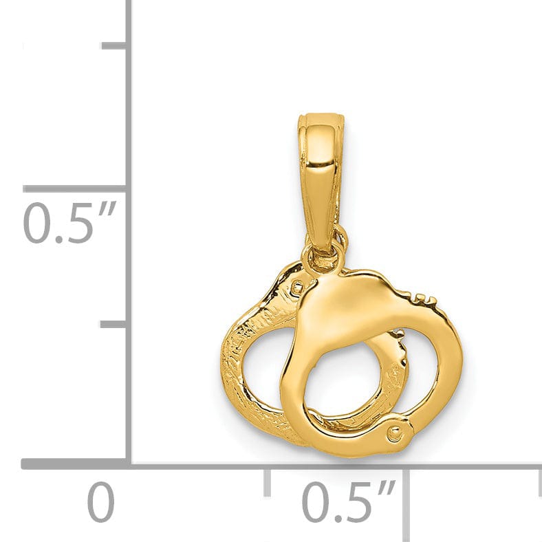 14k Yellow Gold Texture Finish Handcuff Pendant