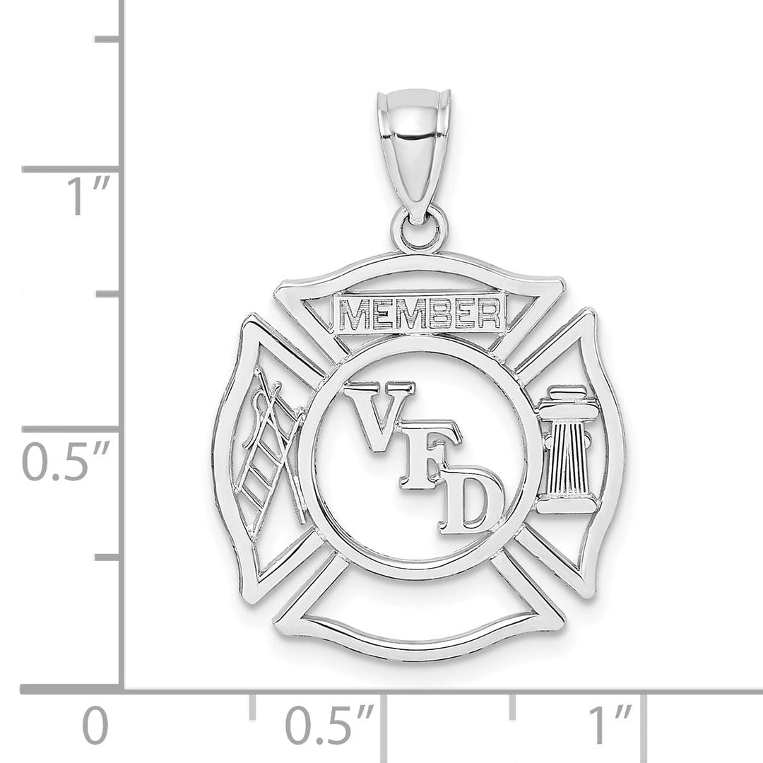 14k White Gold Polished Finish VFD MEMBER in Shield Charm Pendant