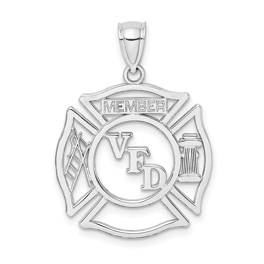 14k White Gold Polished Finish VFD MEMBER in Shield Charm Pendant