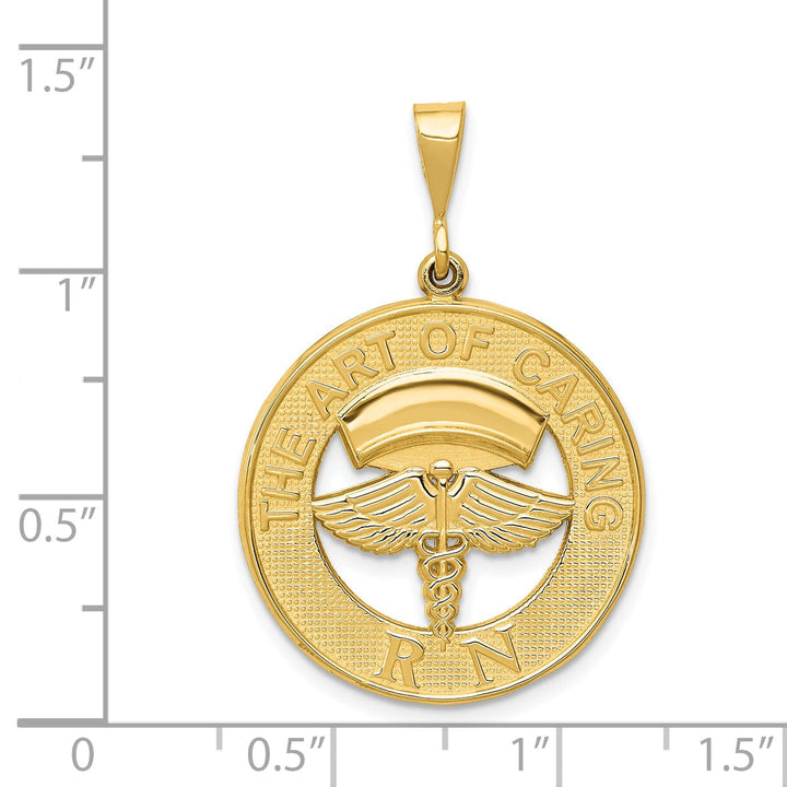 Solid 14k Yellow Gold Polished R.N Pendant