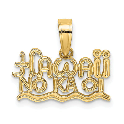 14k Yellow Gold Textured Polished Finish HAWAII NO KA OI Charm Pendant at $ 55.04 only from Jewelryshopping.com