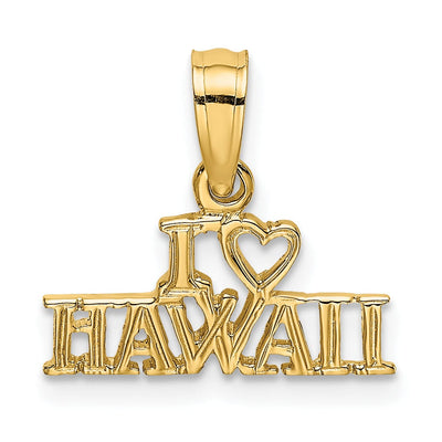 14k Yellow Gold Textured Polished Finish I HEART HAWAII Design Charm Pendant at $ 41.98 only from Jewelryshopping.com