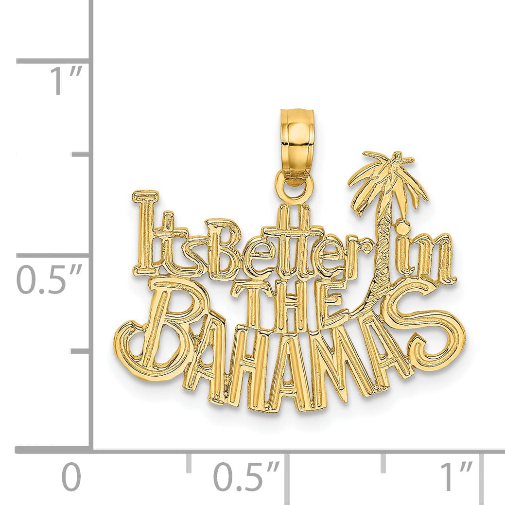 14K Yellow Gold Polished Textured Finish ITS BETTER IN THE BAHAMAS Talking Charm Pendant