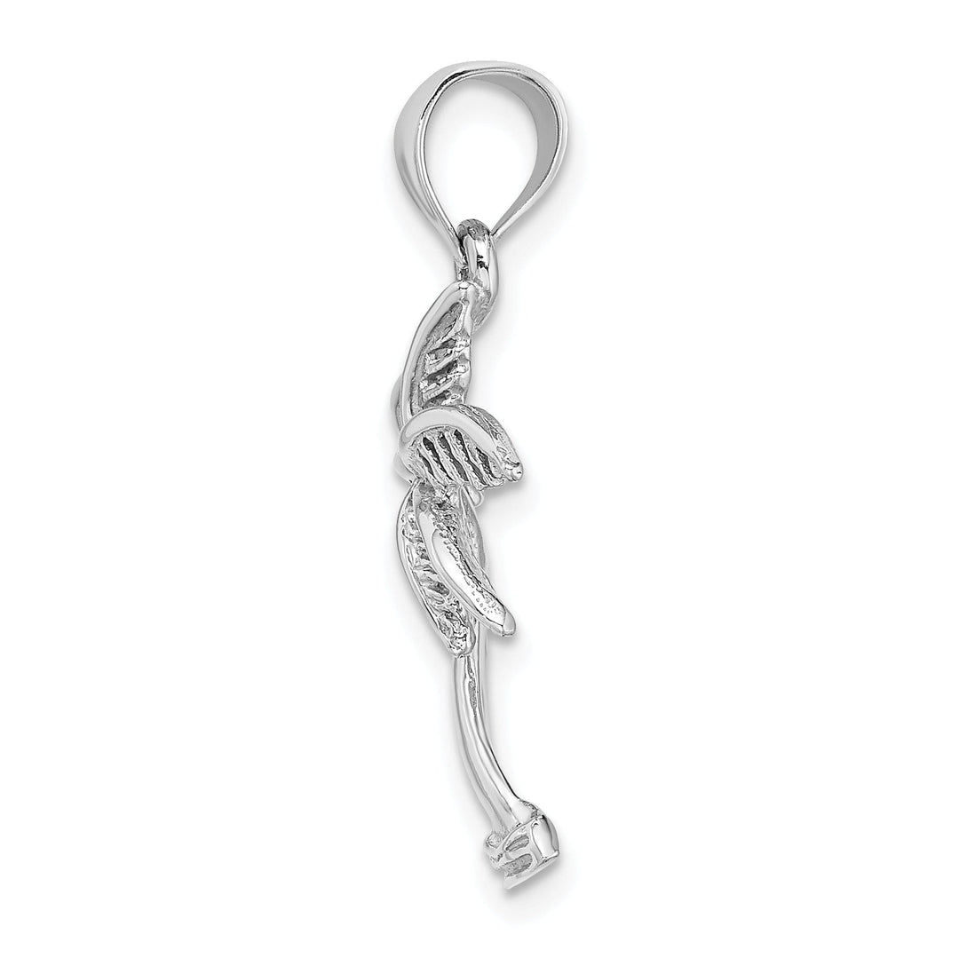 14k White Gold Solid Polished Finish Men's Palm Tree Charm Pendant