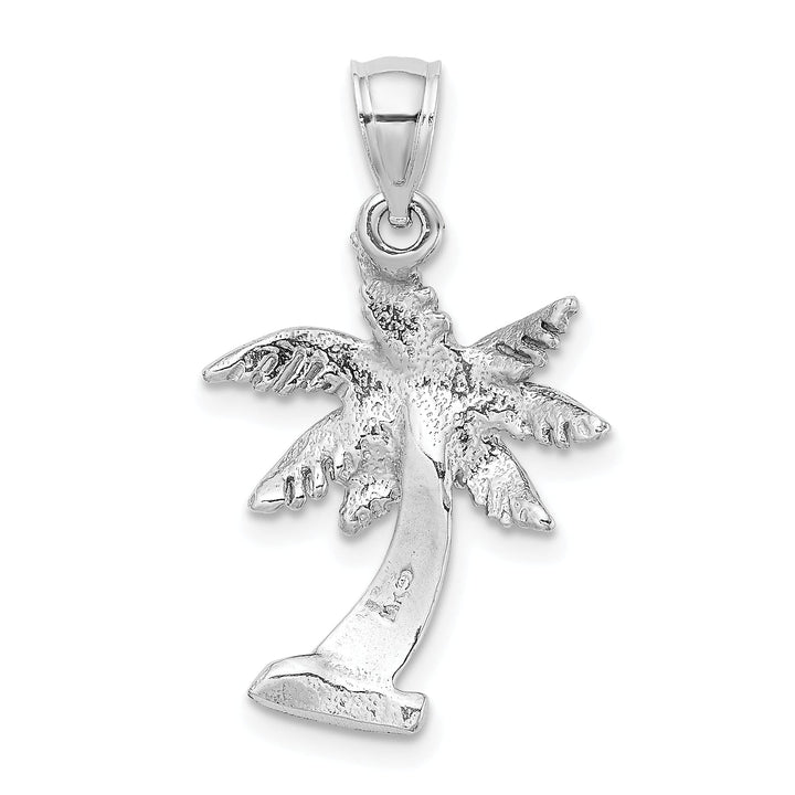 14k White Gold Solid Polished Finish Men's Palm Tree Charm Pendant