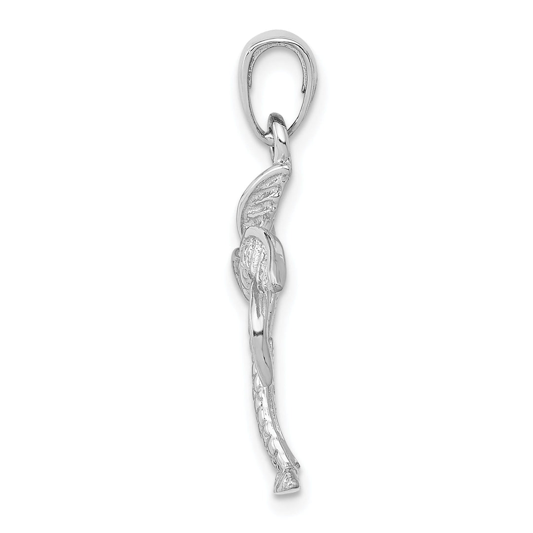 14k White Gold Solid Texture Polished Finish Mens Palm Tree Charm Pendant