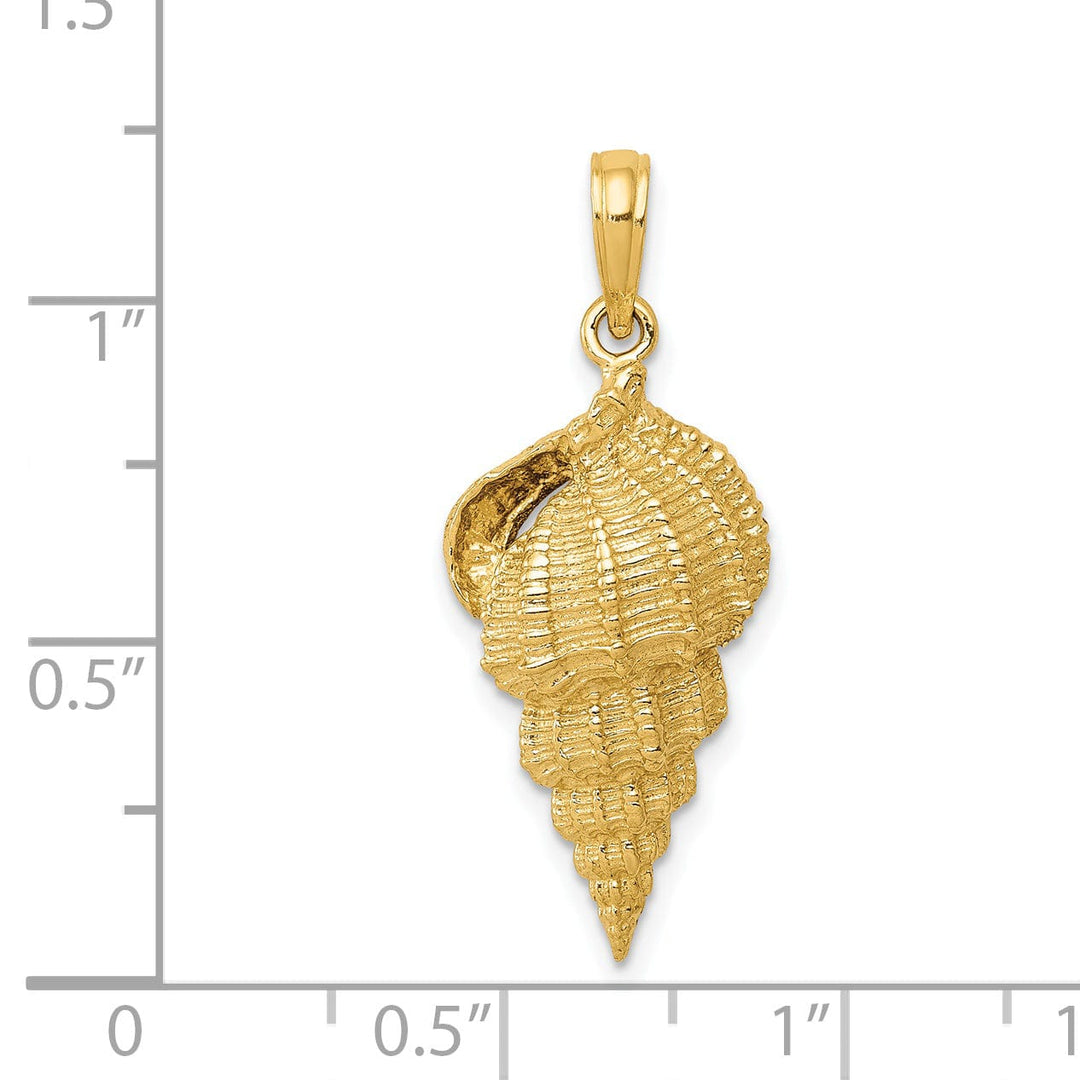 14k Yellow Gold Solid Textured Polished Finish Men's Conch Shell Charm Pendant