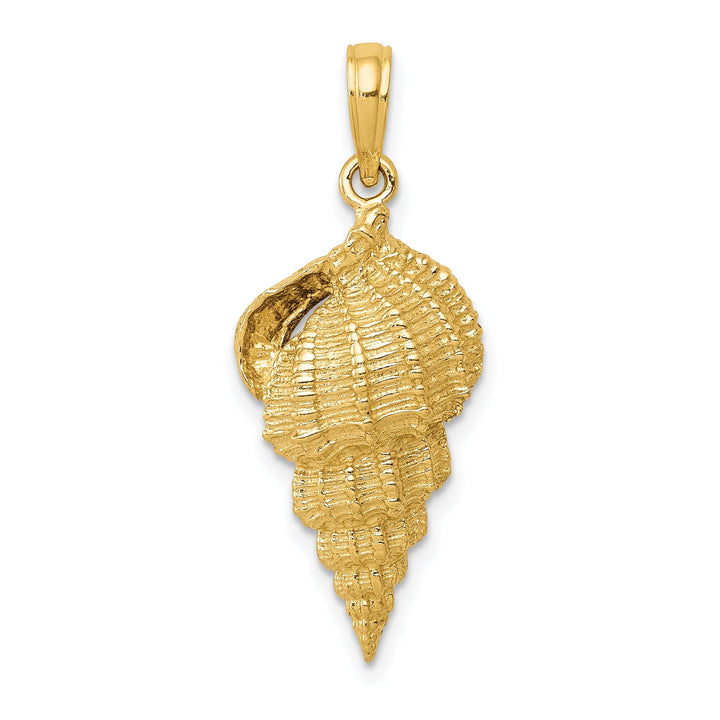 14k Yellow Gold Solid Textured Polished Finish Men's Conch Shell Charm Pendant