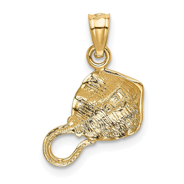 14K Yellow Gold Solid Casted Open Back Diamond-cut Polished Finish Men's Stingray Charm Pendant