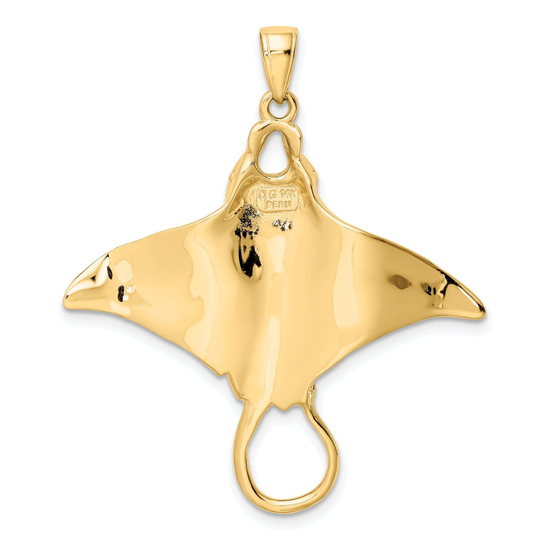 14k Yellow Gold Casted Solid Polished Finish Men's Manta Ray Charm Pendant