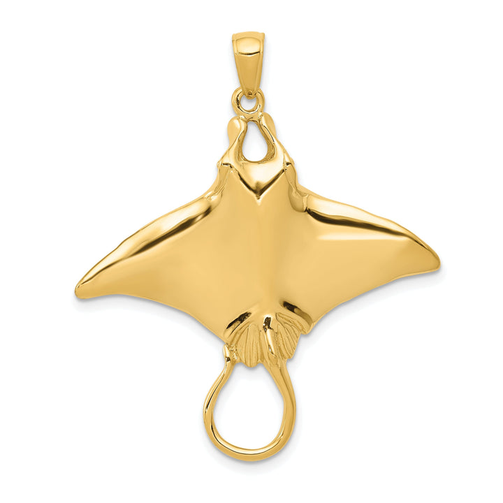 14k Yellow Gold Casted Solid Polished Finish Men's Manta Ray Charm Pendant