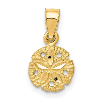 14K Yellow Gold Solid Polished Texture Finish Sea Sand Dollar Charm Pendant