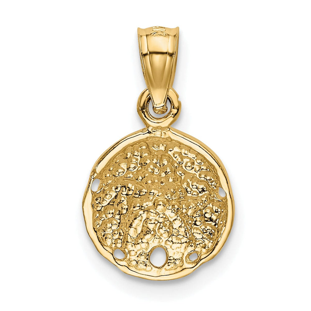 14K Yellow Gold Polished Texture Finish Solid Sea Sand Dollar Charm Pendant