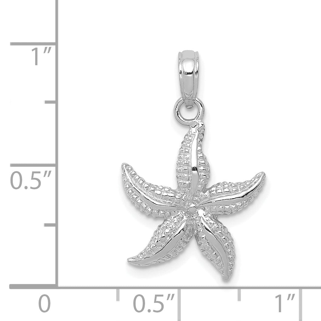 14K White Gold Solid Polished Finish Starfish Pendant