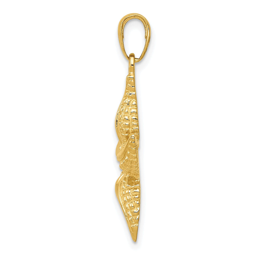 14k Yellow Gold Solid Textured Polished Finish Men's Starfish Charm Pendant