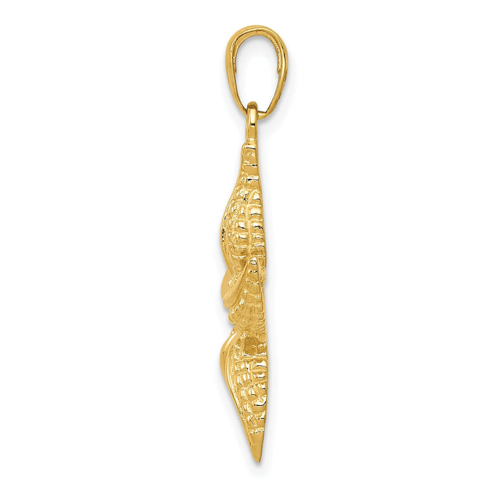 14k Yellow Gold Solid Textured Polished Finish Men's Starfish Charm Pendant