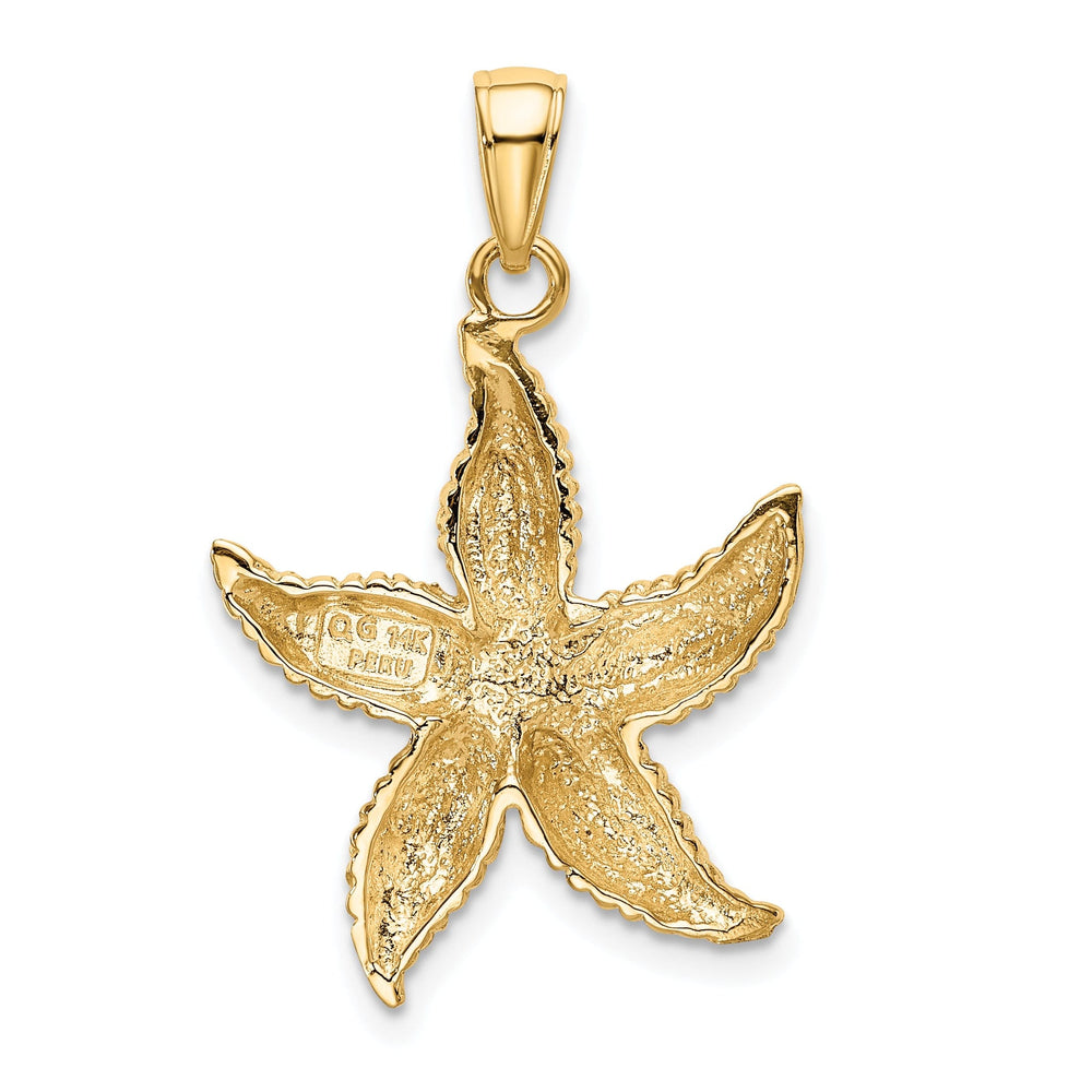 14k Yellow Gold Solid Textured Polished Finish Men's Starfish Charm Pendant