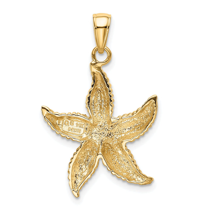 14k Yellow Gold Solid Textured Polished Finish Men's Starfish Charm Pendant
