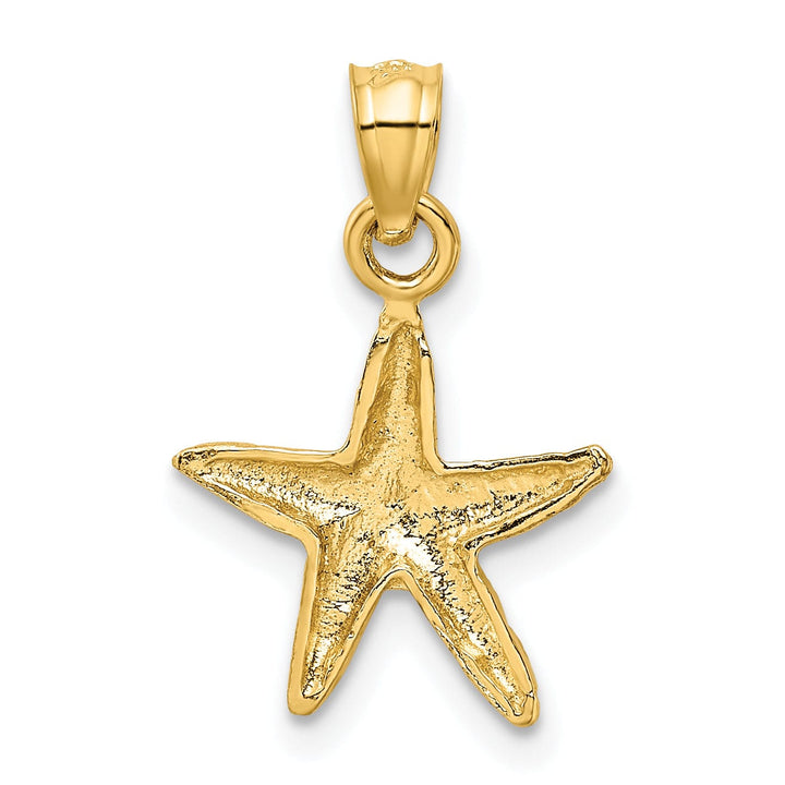 14K Yellow Gold Solid Diamond Cut Polished Finish Starfish Charm Pendant