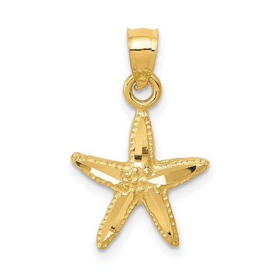 14K Yellow Gold Solid Diamond Cut Polished Finish Starfish Charm Pendant at $ 59.7 only from Jewelryshopping.com