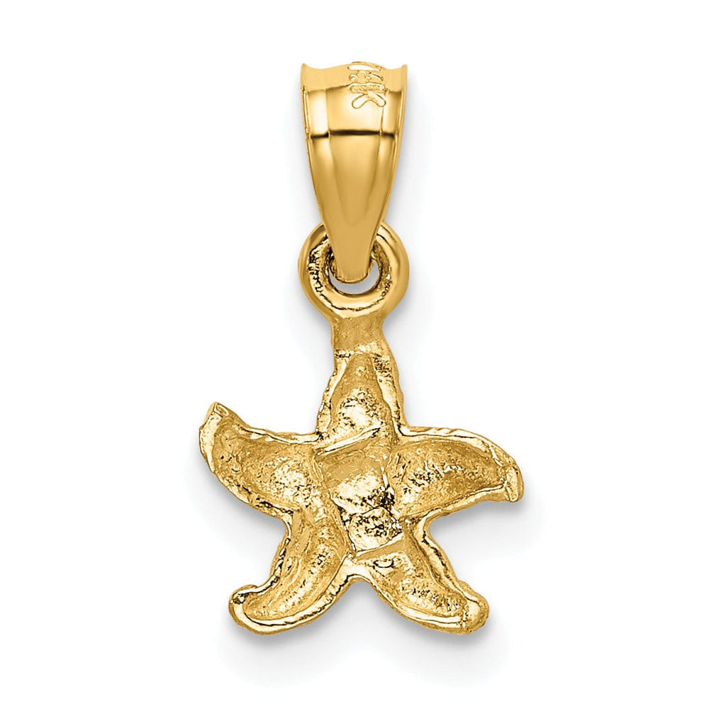14K Yellow Gold Solid Textured Diamond Cut Polished Finish Starfish Charm Pendant