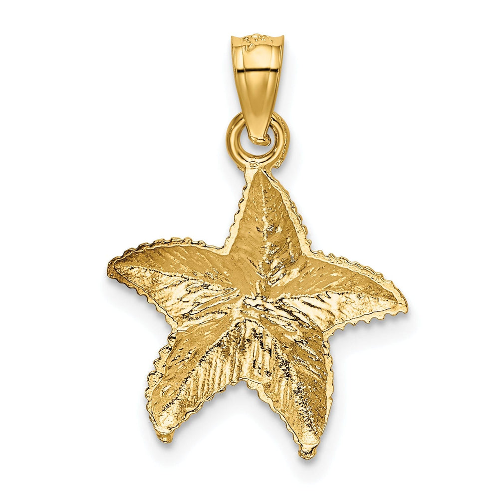 14K Yellow Gold Solid Texture Polished Finished Starfish Charm Pendant