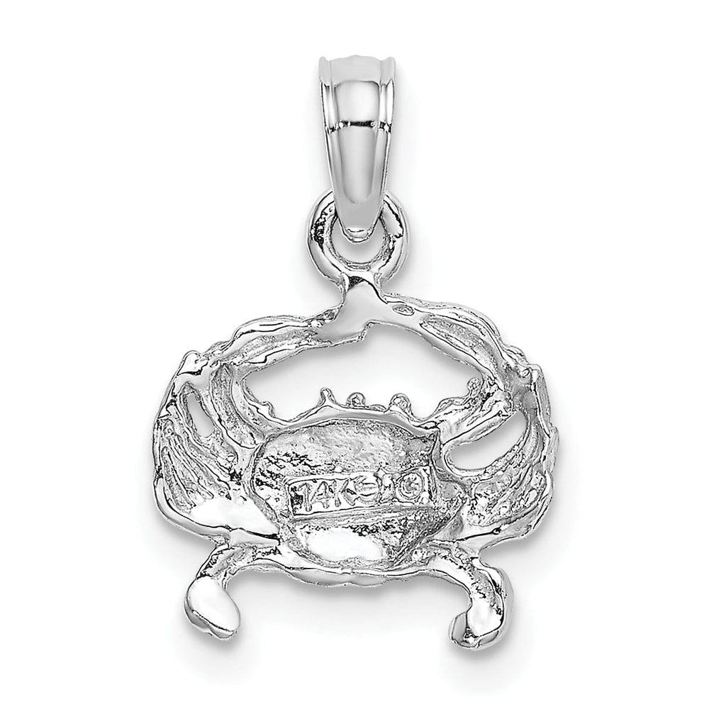 14k White Gold Solid Polished Blue Claw Crab Charm Pendant