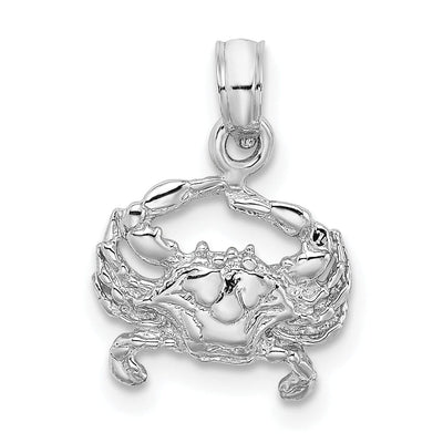14k White Gold Solid Polished Textured Finish Blue Claw Crab Charm Pendant at $ 80.31 only from Jewelryshopping.com