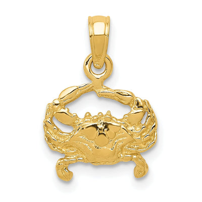 14k Yellow Gold Solid Polished Textured Finish Blue Claw Crab Charm Pendant at $ 77.4 only from Jewelryshopping.com